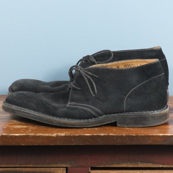 🇬🇧 Loake UK8 Sahara Desert Boot Black Suede Leather Plain Toe Chukka - Picture 2 of 9